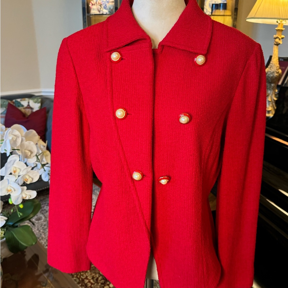 St. John knit red blazer size 10
